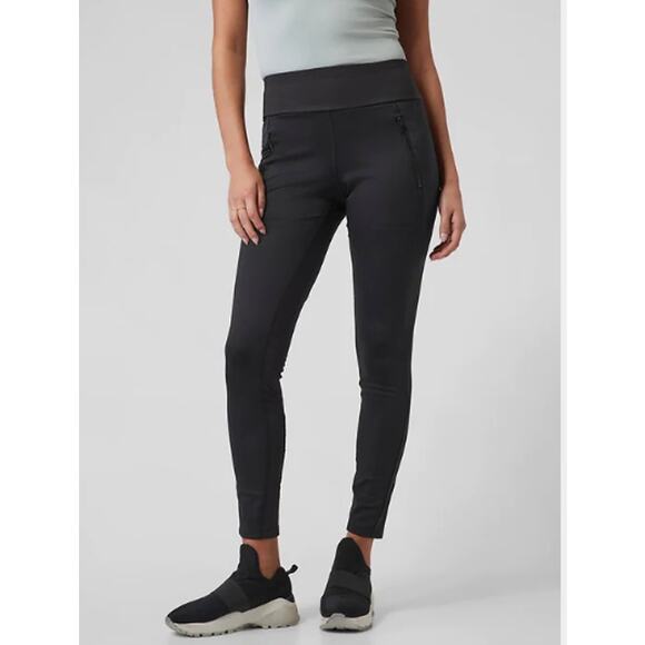Athleta XS black Peak Hybrid Fleece Tight leggings pants cold weather warm cozy - Picture 2 of 8